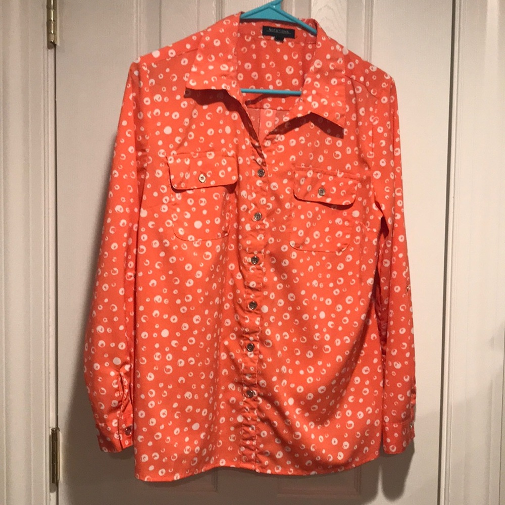 Coral top with bubble print